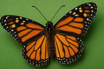 Obraz premium A Monarch Butterfly in Full Bloom on a Lush Green Canvas
