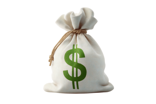 money bag with dollar sign isolated on transparent background
