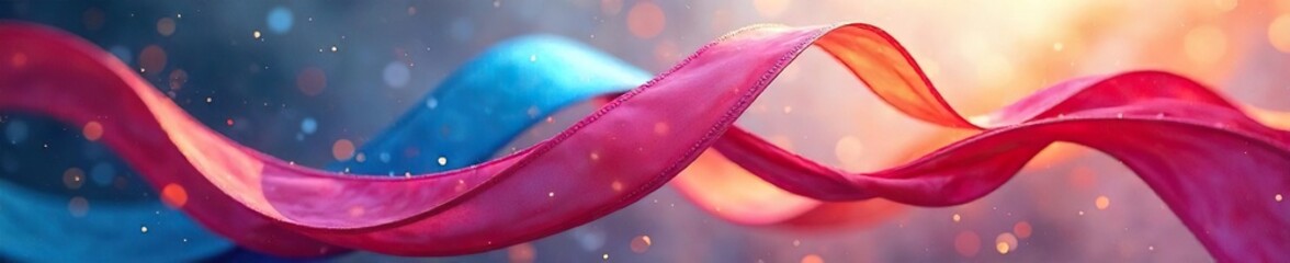 Graceful Ribbons Swirling in Air Abstract Shapes, Vibrant Colors, Captivating Elegance in Motion