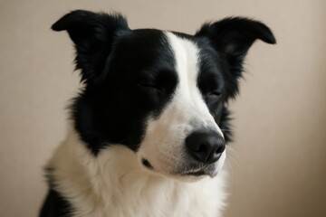 A Black and White Dog in Repose