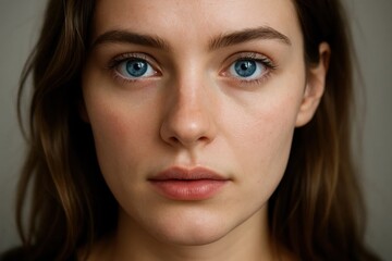 A young woman's gaze meets the camera with a soft intensity