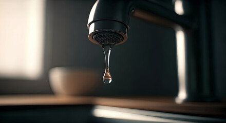 Nahaufnahme eines tropfenden Wasserhahns