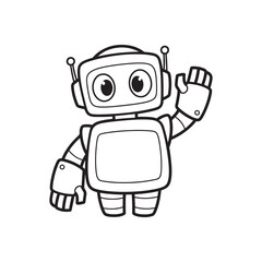 Adorable Cartoon Robot Illustration Free Printable Coloring Page