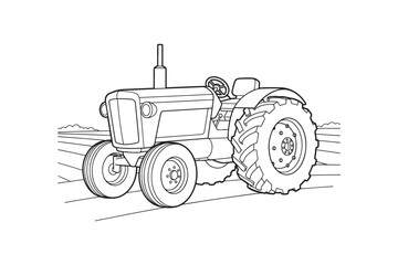 Vintage Tractor Coloring Page Classic Farm Equipment Illustration