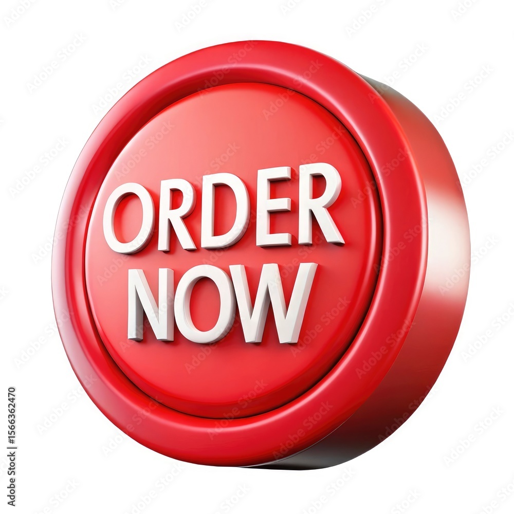 Fototapete Red 3d button with order now text isolated on white background