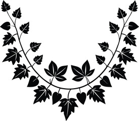 Elegant black silhouette leaf garland design element