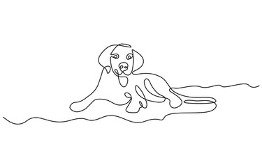 Dachshund dog continuous one line vector drawing. Single line art dachshund dog. Graphic illustration. bulldog portrait animal concept in silhouette on a white background