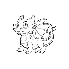 Adorable Baby Dragon Coloring Page Free Printable Fantasy Illustration