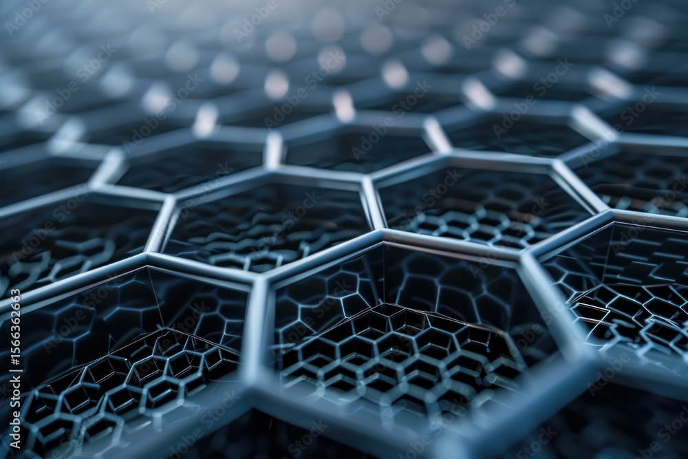 Poster abstract background showing hexagonal mesh forming complex network, ideal for technology and science