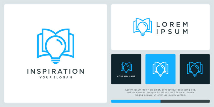 Inspiration logo design with book and bulb