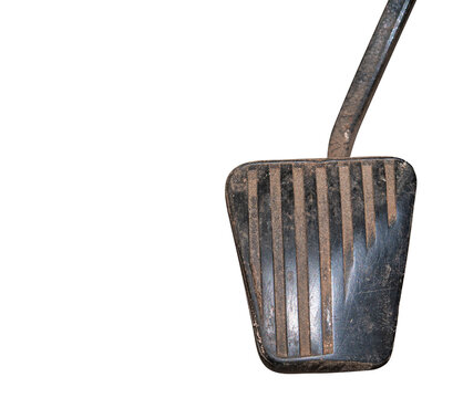 Old car pedal isolated without background. Part of the vehicle. Press the car pedal. Insert image into mockup. Photo for template. Free space for text. Image format png.