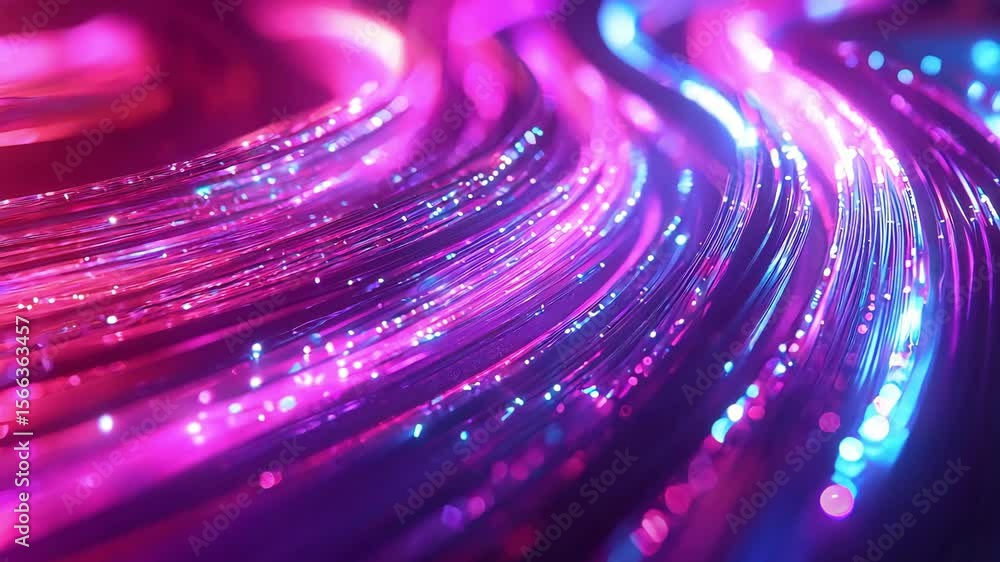 Poster dynamic light trails intertwine in vibrant pink and blue colors, showcasing abstract patterns with s