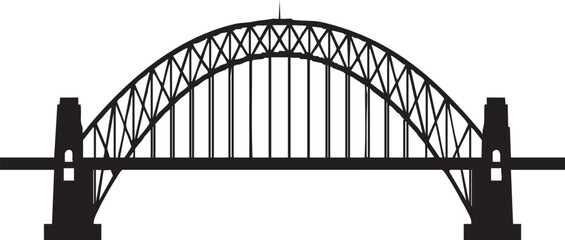 Sydney Harbour Bridge Vector Silhouette Icon – Australian Landmark Art, Steel Arch Bridge Illustration for Travel Decor, Design, and Infrastructure Themes