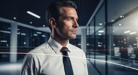 Thoughtful Businessman in Modern Office Setting