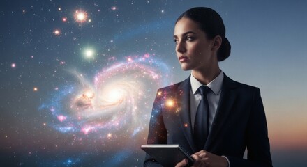 Ambitious Businesswoman Contemplating the Cosmos