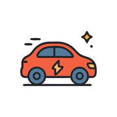 A vibrant illustration of a red electric car showcasing its eco-friendly design.