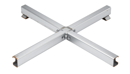 Scaffold cross brace in galvanized steel with rust marks isolated on a solid white background Png form