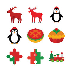 Naklejka premium set of Christmas day vector art 