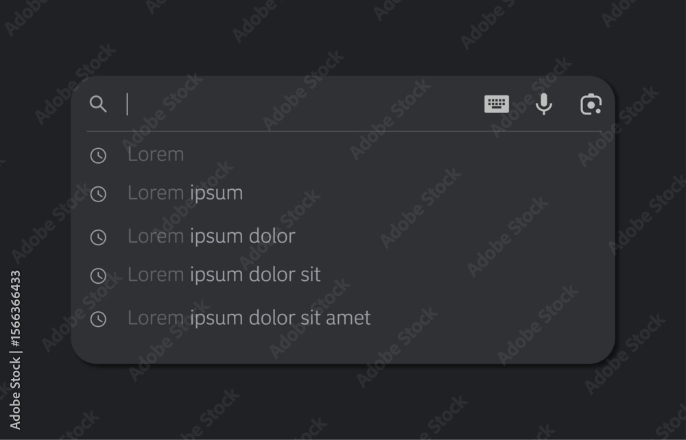 Poster search bar with suggestions. search engine browser mockup for ui ux.