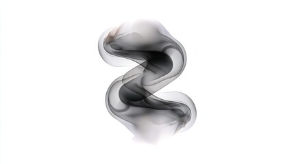Abstract Smoke Swirl Design on White Background with Fluid Motion