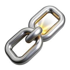 Shiny metallic chain links connected together isolated on white background