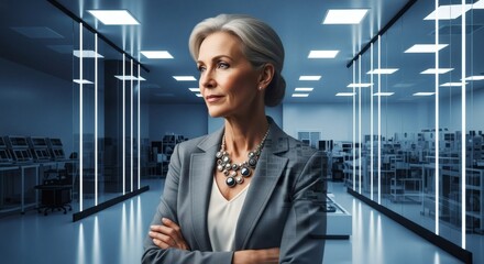 Confident Mature Businesswoman in Modern Tech Environment