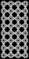 Geometric Floral Repeating Pattern Design - Modern Black and White Wall Art.