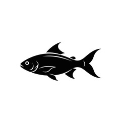 Fototapeta premium A minimalistic black and white illustration of a fish with detailed fins and a visible eye design