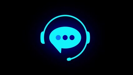 Customer care service representative icon for business and marketing.Support Service Icon. Headphones and Chat Bubble icon animation . - Powered by Adobe