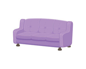 vector design of a purple three-seater foam sofa