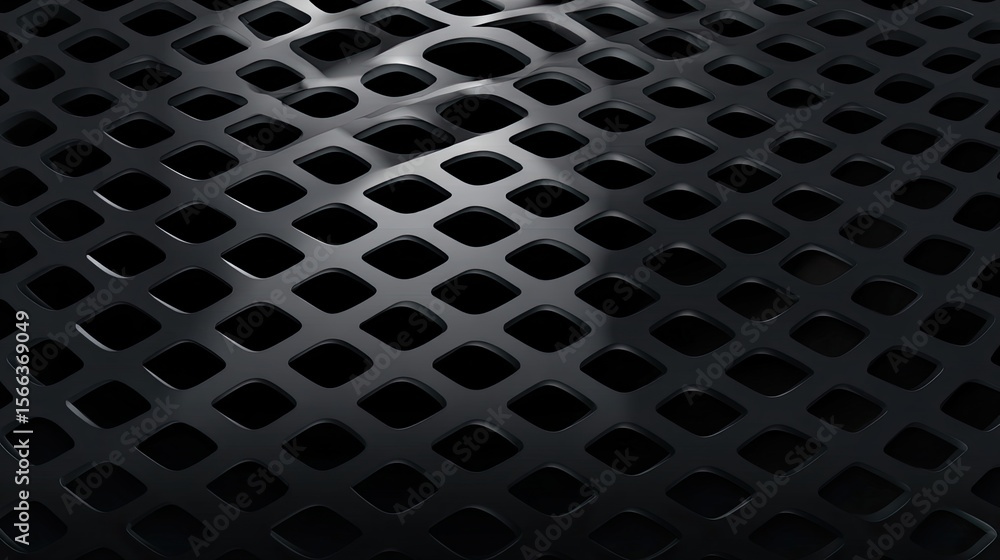Poster black metallic mesh texture with reflections and patterns
