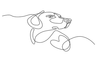 Dachshund dog continuous one line vector drawing. Single line art dachshund dog. Graphic illustration. bulldog portrait animal concept in silhouette on a white background