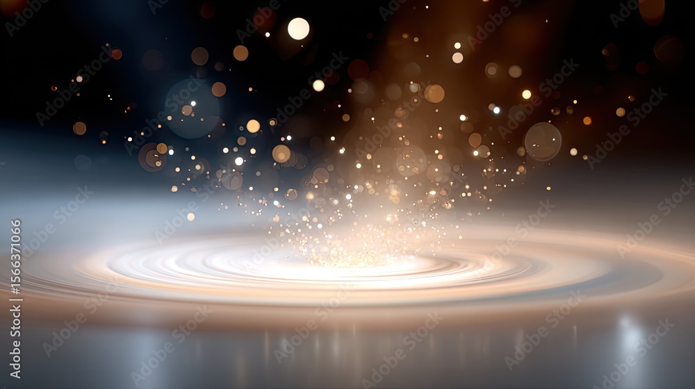Poster beautiful abstract background with glowing particles and light rays