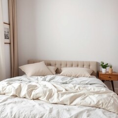 copy space for text background Aesthetic Cozy Bedroom Scene concept