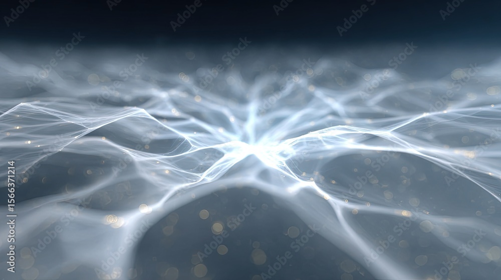 Aufkleber ethereal abstract light waves with sparkles on dark background