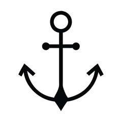 Bold Black Vector Silhouette Icon of Anchor for Nautical Decor, Maritime Themes, and Coastal Design Projects