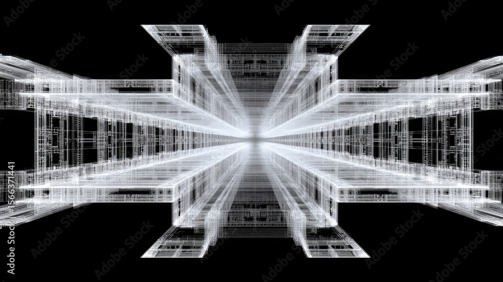 Poster abstract futuristic design with lines and light in black background