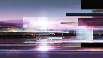 Abstract Digital Art with Glitch Effect and Vibrant Color Palette
