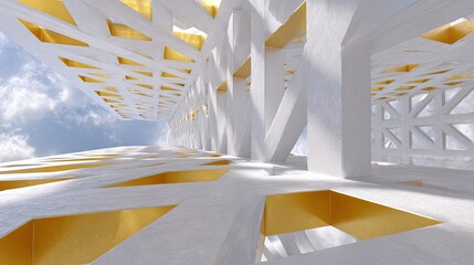 Modern Architectural Design with Geometric Patterns and Bright Colors