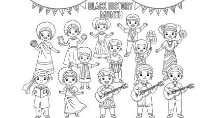 Cartoon girl with pigtails joyfully holding and waving the american flag on a gentle grassy hill isolated on transparent background