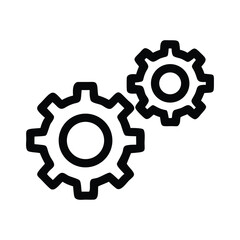 Sleek Black Vector Silhouette Icon Set for Gear Mechanism Symbols