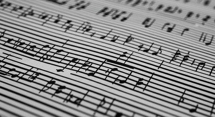 Sheet music notes printed on a page in black and white  