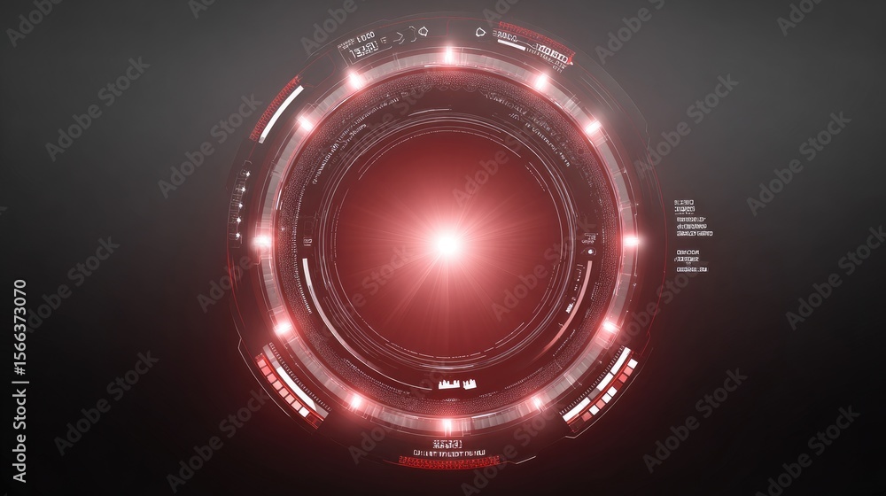 Poster futuristic interface design with glowing circular elements and details