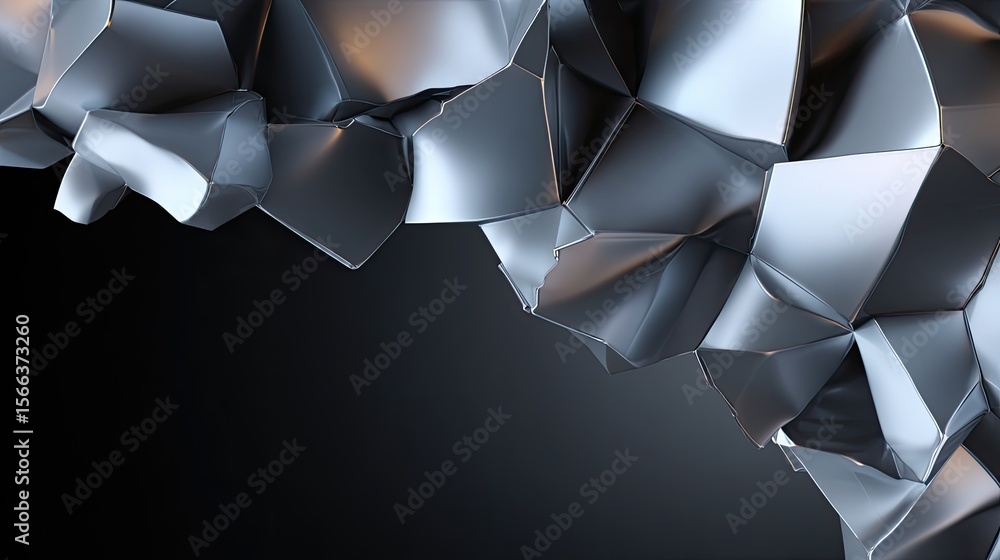 Poster abstract metallic textures with shiny surface and dynamic shapes