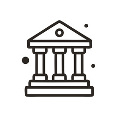 Classical style building icon;  simple line drawing of a temple or government building.