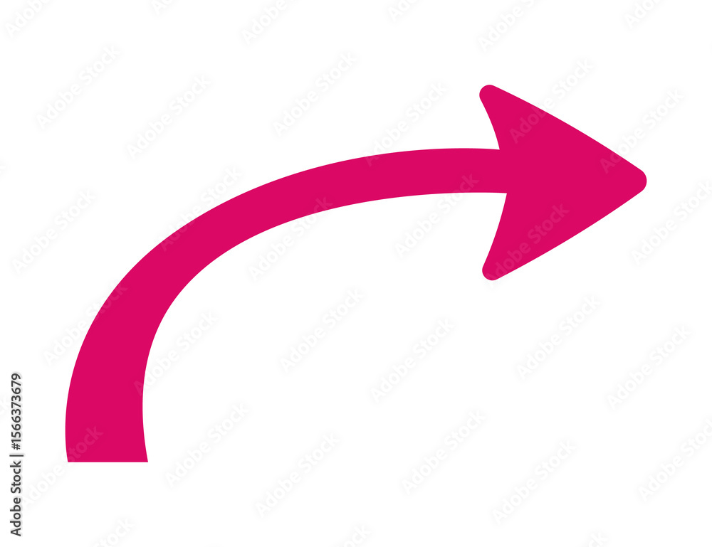 Poster a bright pink curved arrow pointing to the right isolated on transparent background