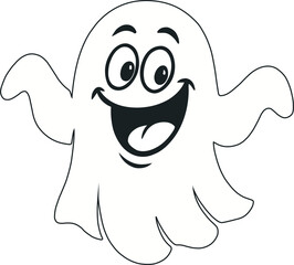 Cartoon Friendly Ghost Illustration for Halloween 