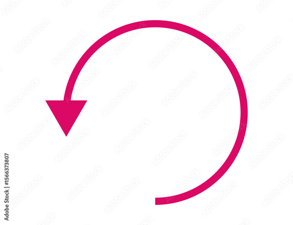 Poster a vibrant pink circular arrow icon indicating a refresh or reload action isolated on a transparent b