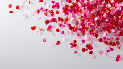 Colorful Confetti In Various Shades Of Red And Pink On Background