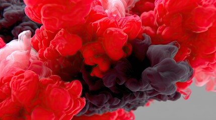 Fototapeta premium Abstract Cloud of Red and Black Smoke Swirling in Dynamic Motion